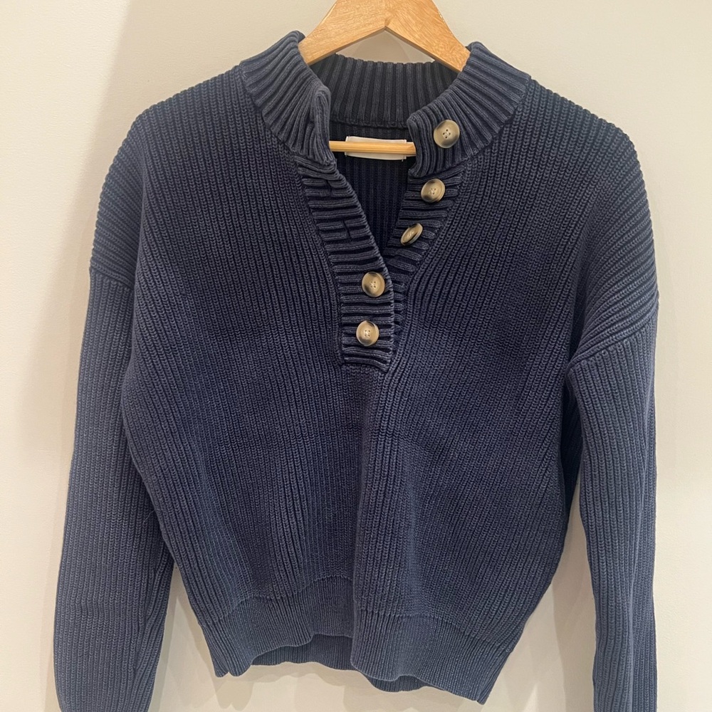 The Normal Brand Deep Blue Ribbed Cardigan